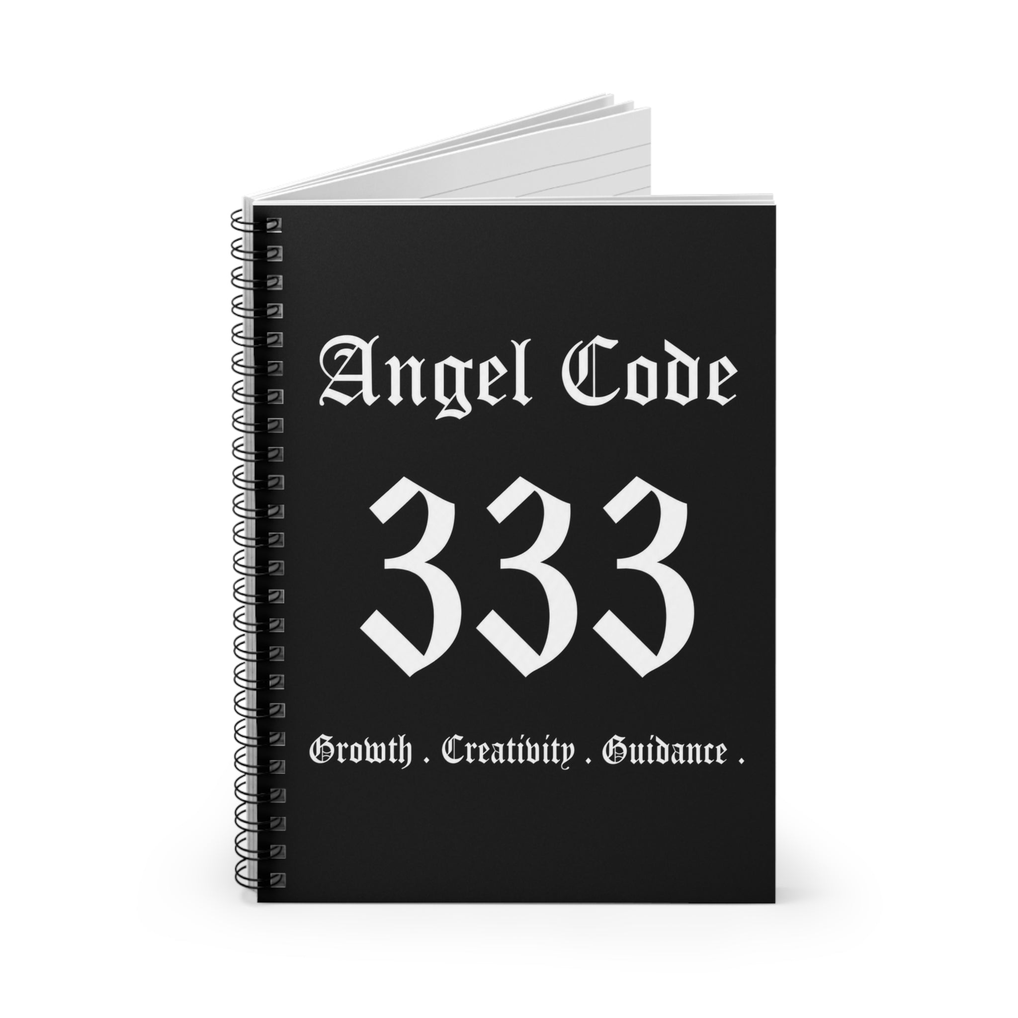 Angel Code 333 Spiral Notebook — Guided Growth & Creativity Ruled Journal (Black)