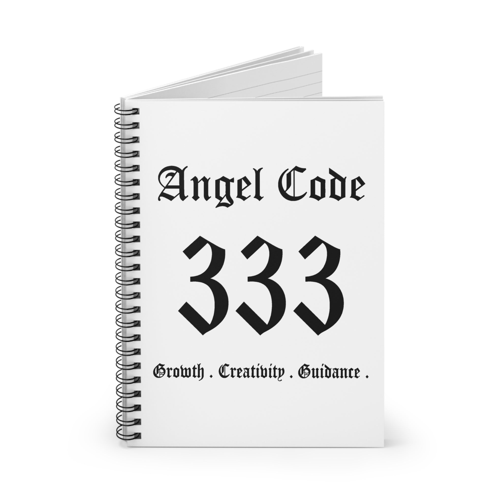 Angel Code 333 Spiral Notebook — Guided Growth & Creativity Ruled Journal (White)