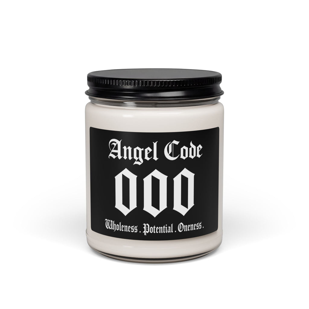 Angel Code 000 Scented Soy Candle 🪽🕯️ 9oz Wholeness Potential Oneness Aromatherapy Candle - Black