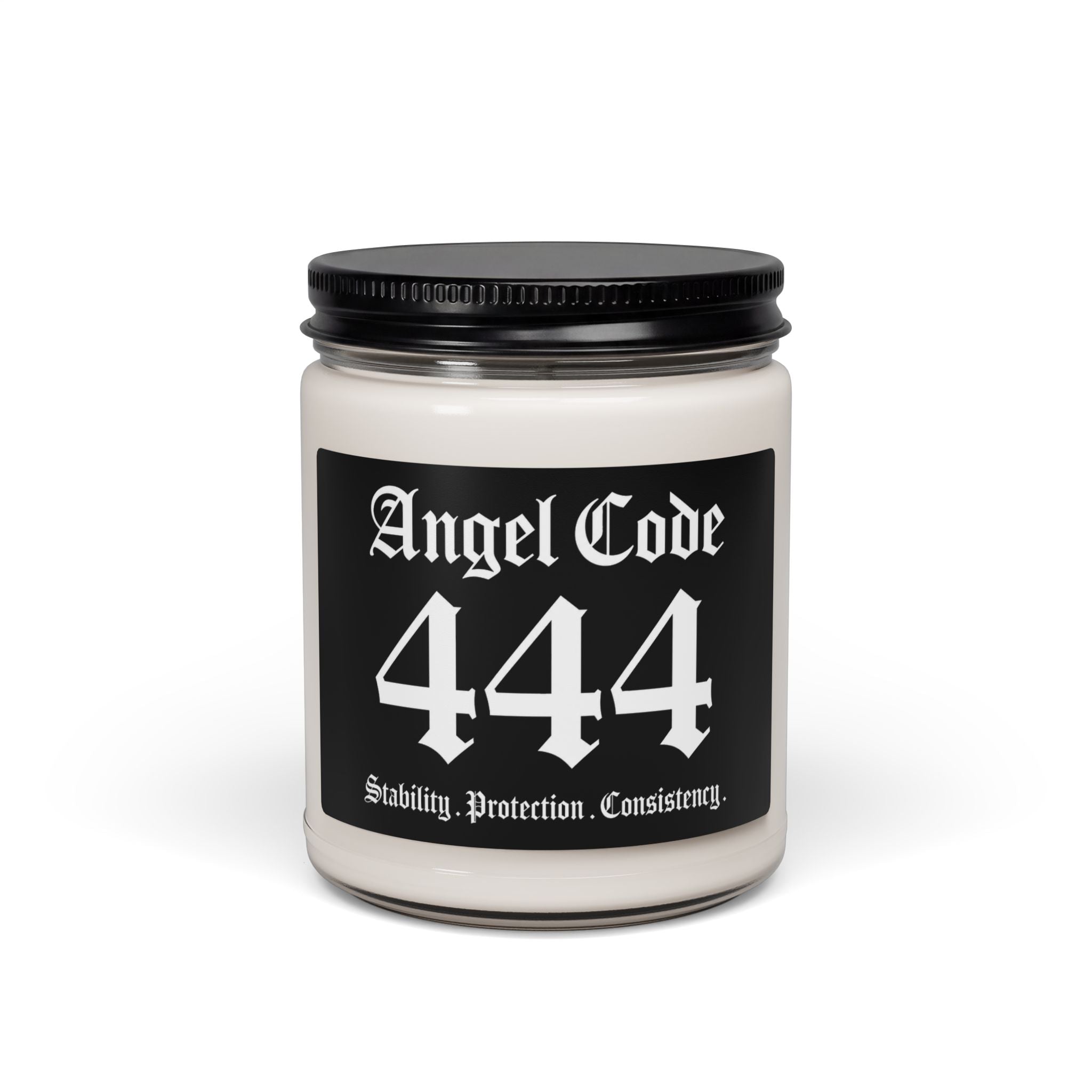 Angel Code 444 Scented Soy Candle 🪽🕯️ 9oz Stability Protection Consistency Aromatherapy Candle - Black