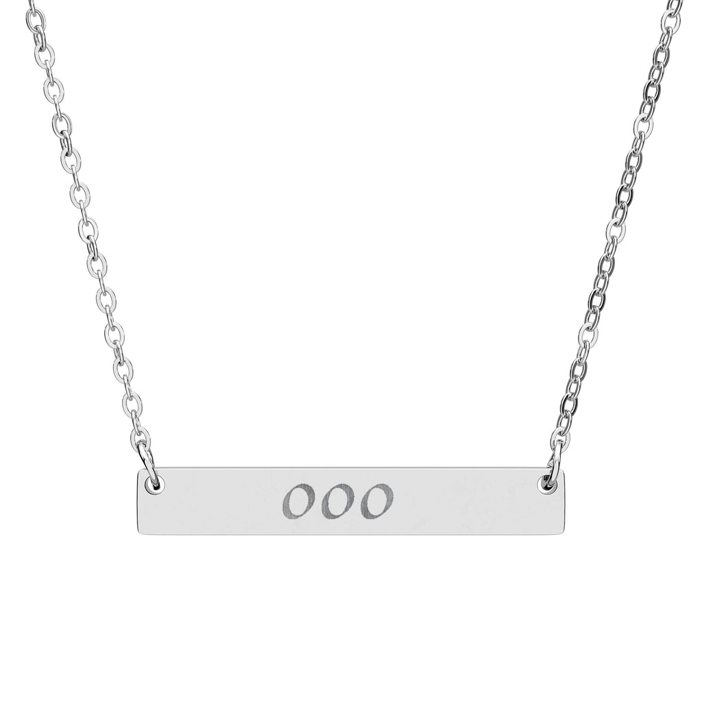 000 Angel Number Horizontal Bar Necklace 🪽✨ Wholeness Potential Oneness Engraved Silver Necklace