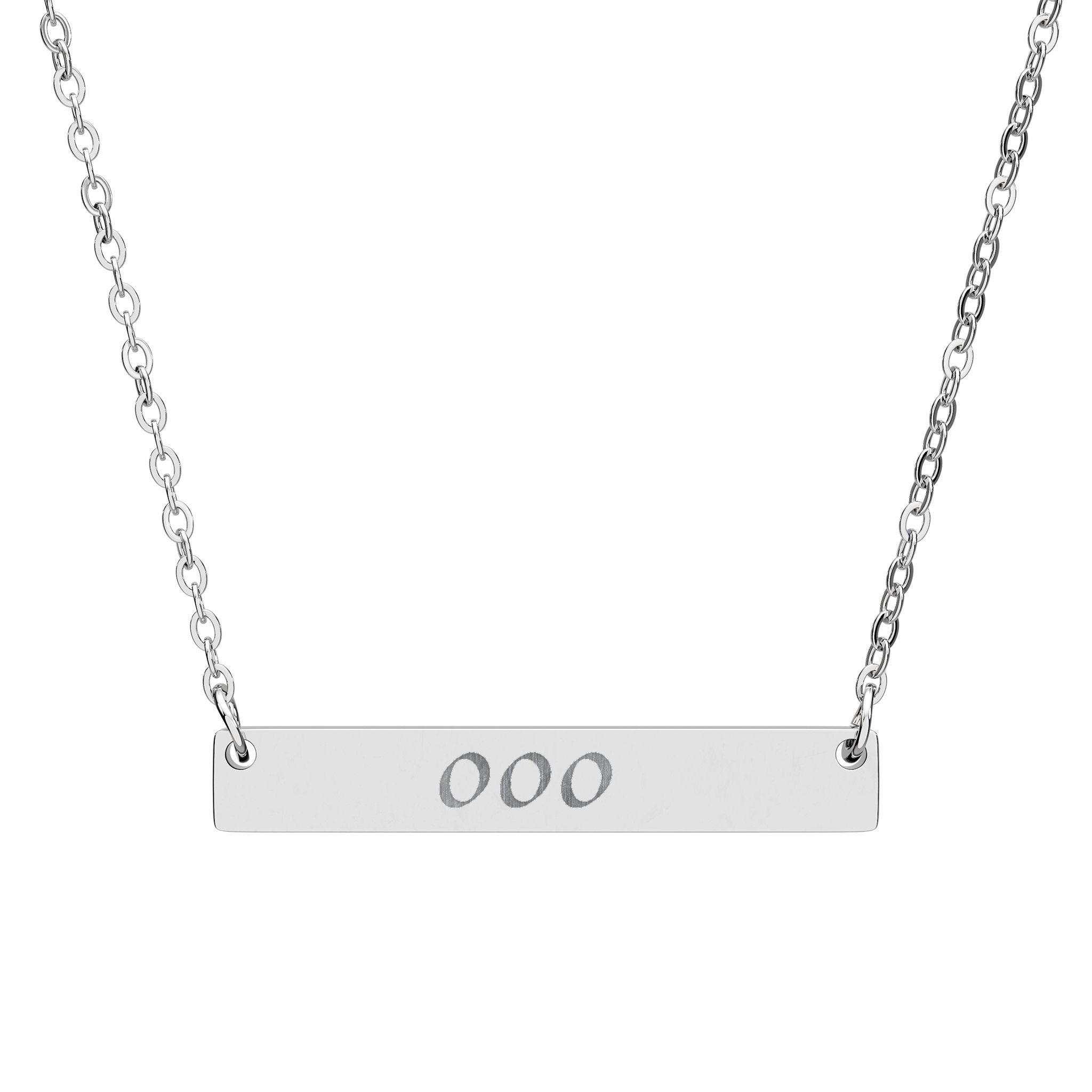 000 Angel Number Horizontal Bar Necklace 🪽✨ Wholeness Potential Oneness Engraved Silver Necklace