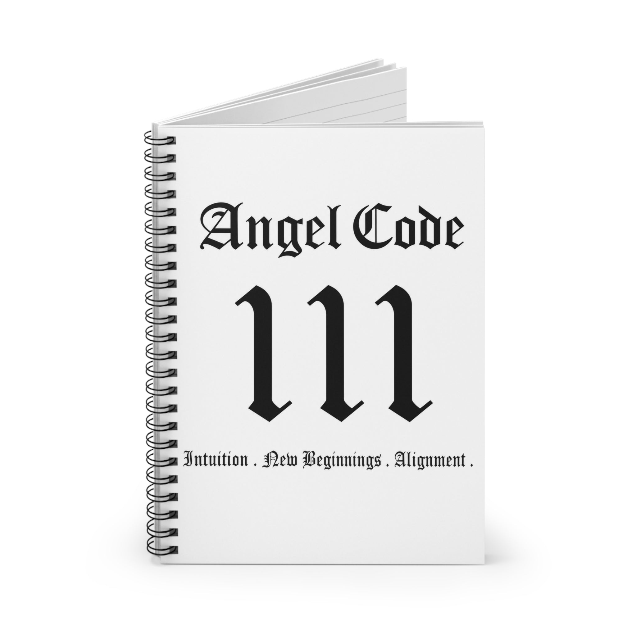 Angel Code 111 Spiral Notebook 🪽📓 Intuition & New Beginnings Ruled Journal - White