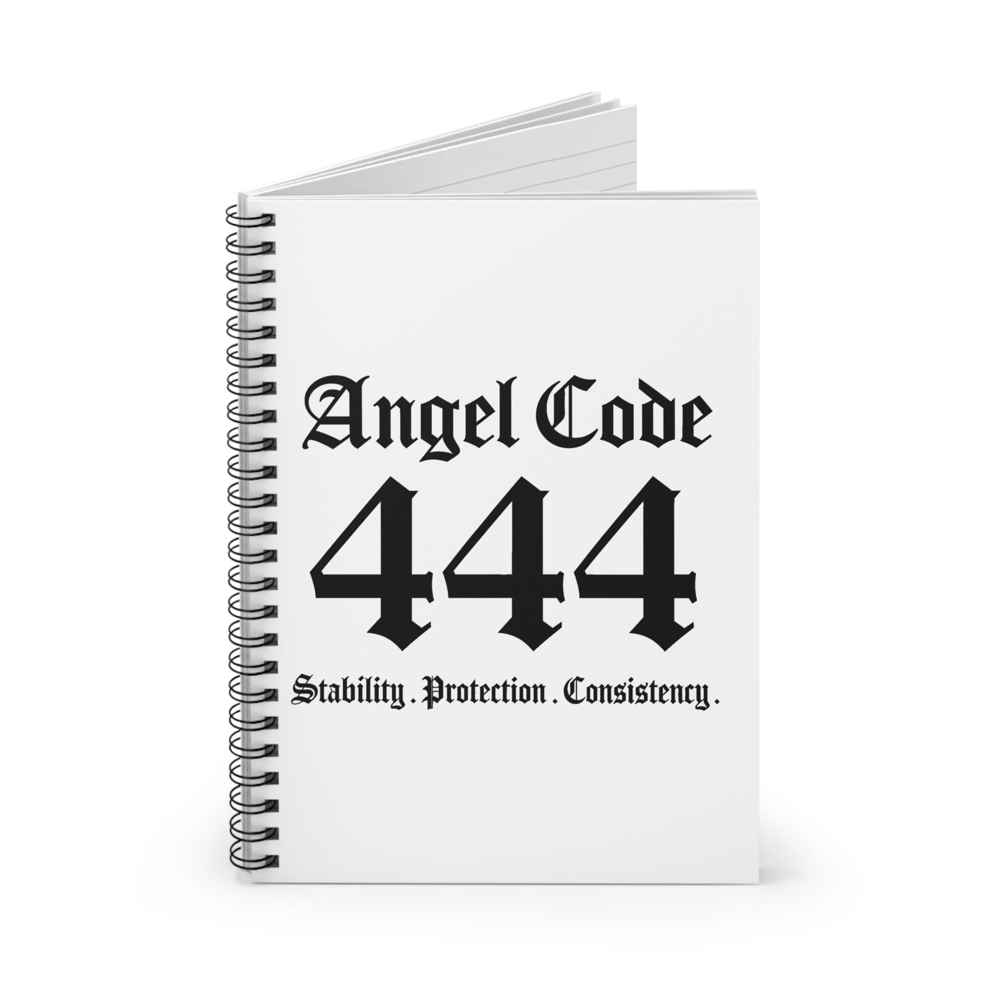 Angel Code 444 Spiral Notebook — Stability Protection Consistency Ruled Journal (White)