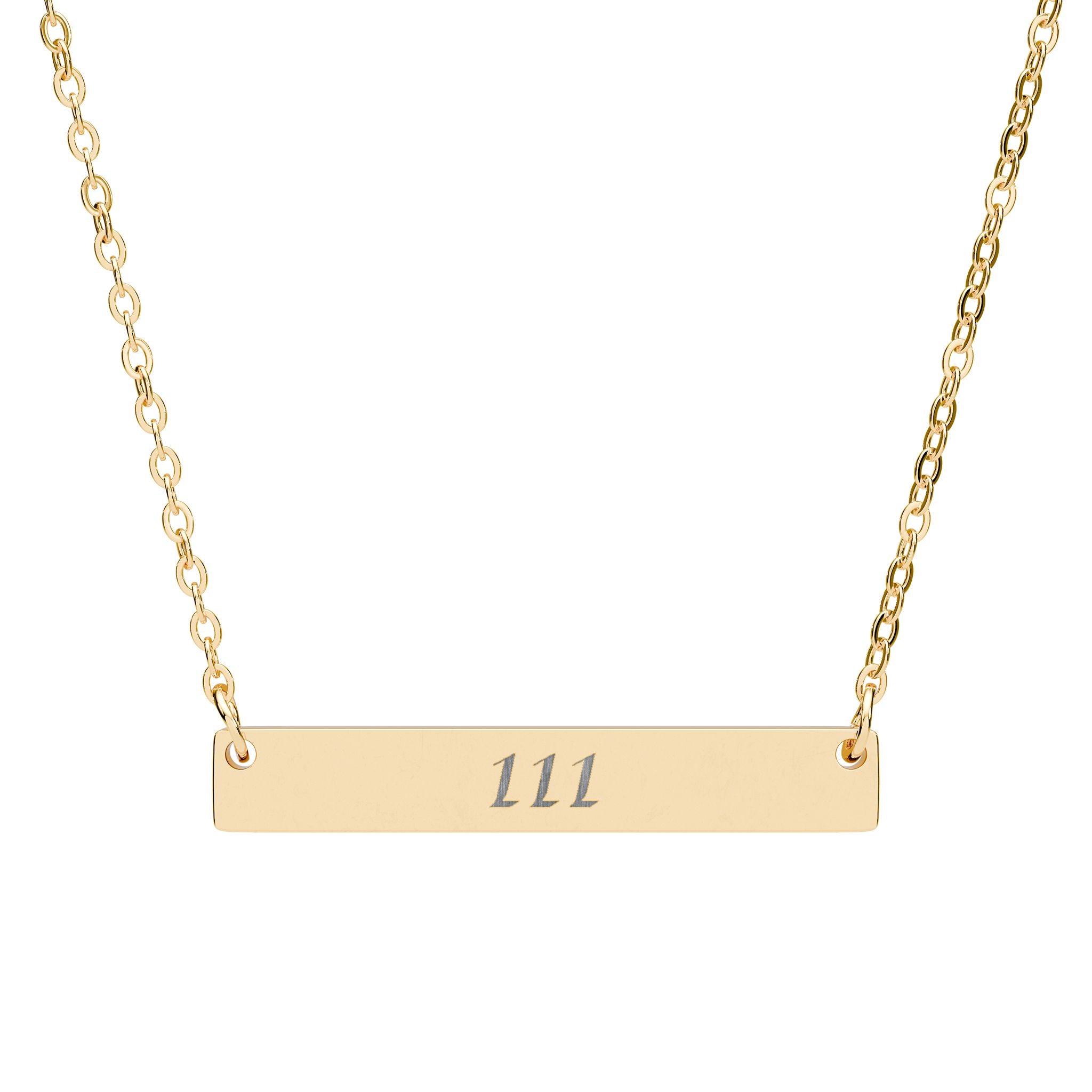 111 Angel Number Horizontal Bar Necklace 🪽✨ New Beginnings Engraved Gold Necklace