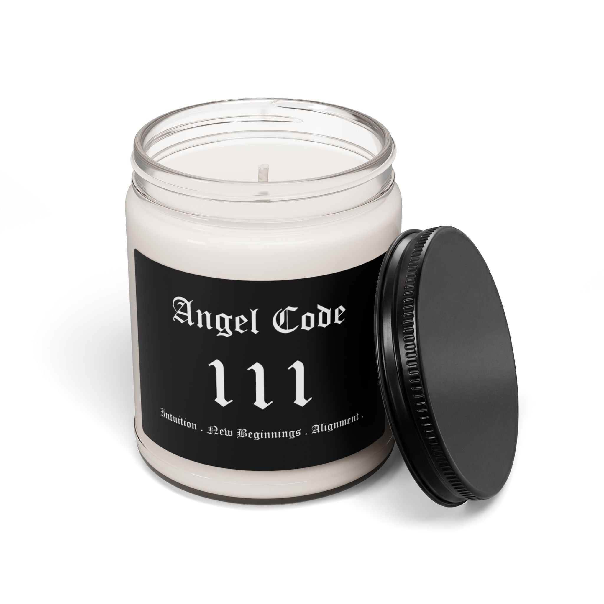 Angel Code 111 Scented Soy Candle 🪽🕯️ 9oz New Beginnings Aromatherapy Candle - Black