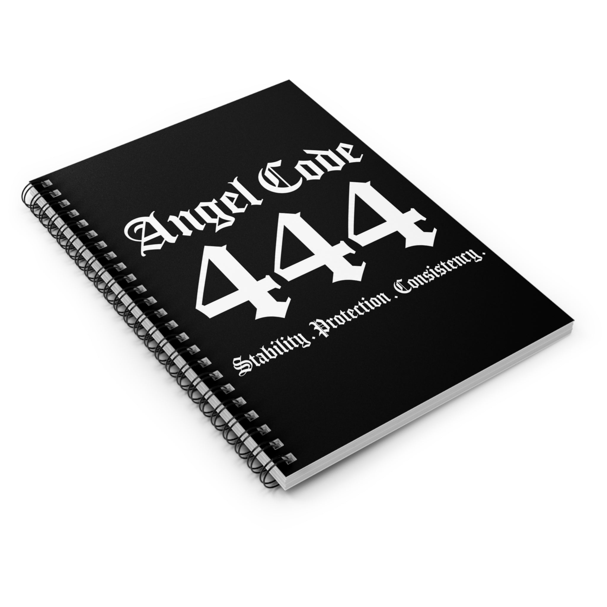 Angel Code 444 Spiral Notebook — Stability Protection Consistency Ruled Journal (Black)