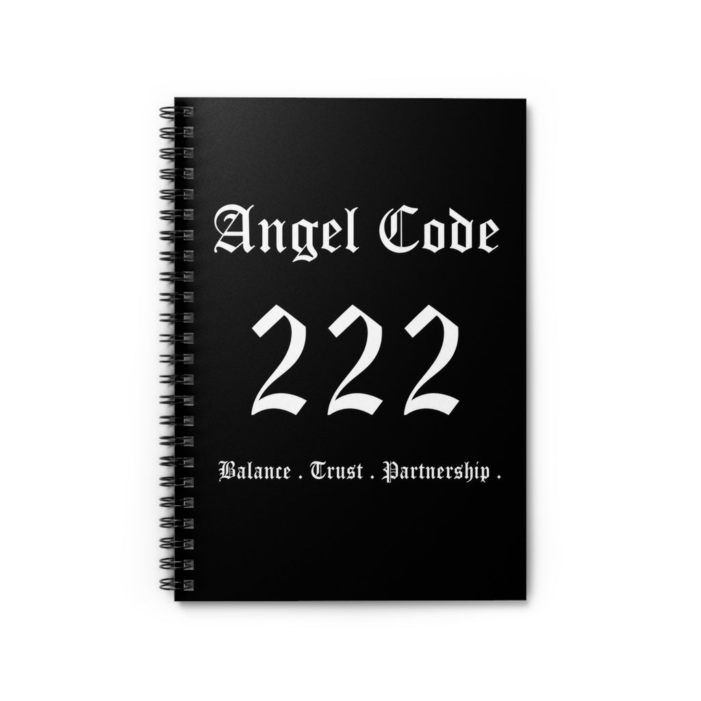Angel Code 222 Spiral Notebook – Balance, Trust & Partnership Ruled Journal - Black