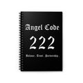 Angel Code 222 Spiral Notebook – Balance, Trust & Partnership Ruled Journal - Black