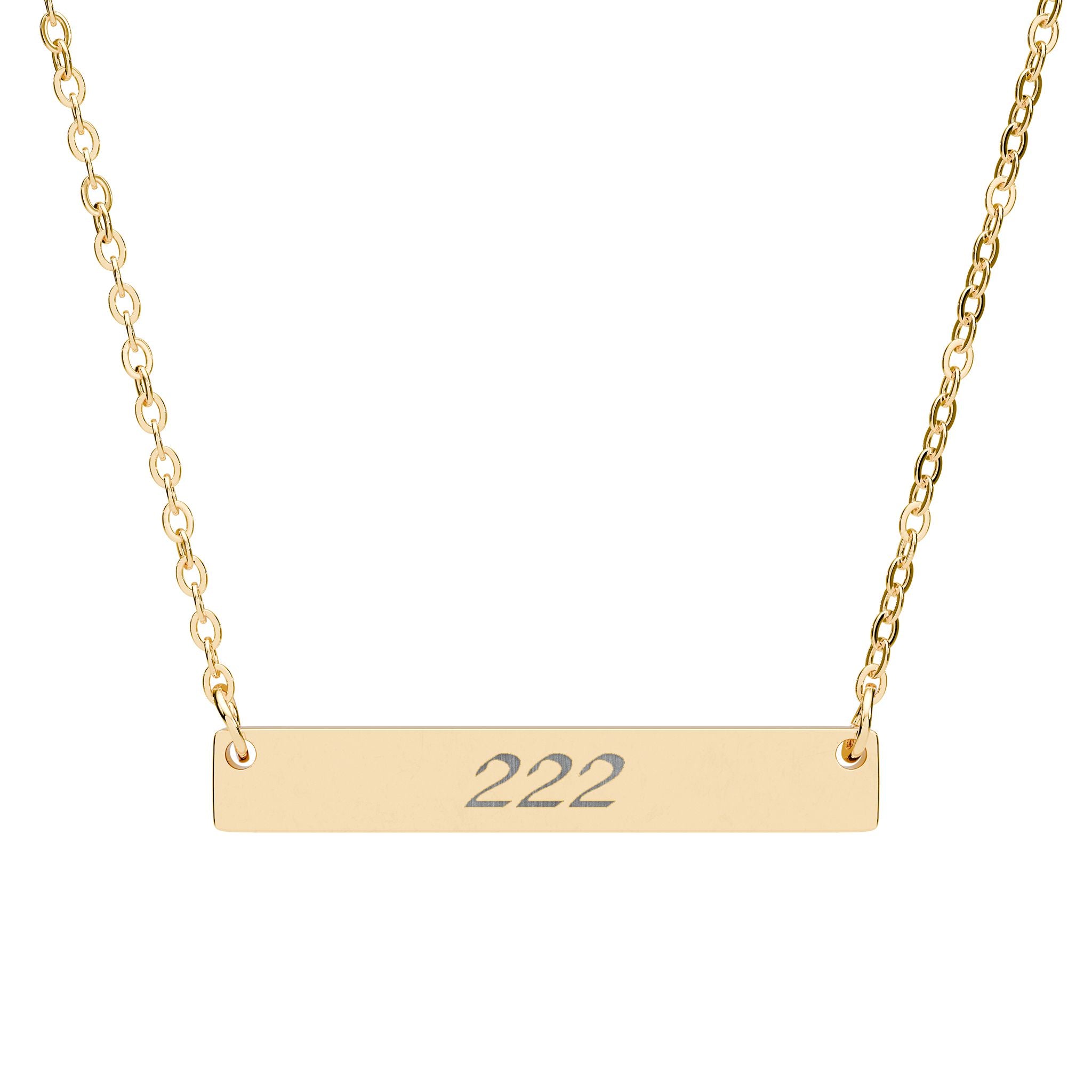 222 Angel Number Horizontal Bar Necklace 🪽✨ Balance & Trust Engraved Necklace