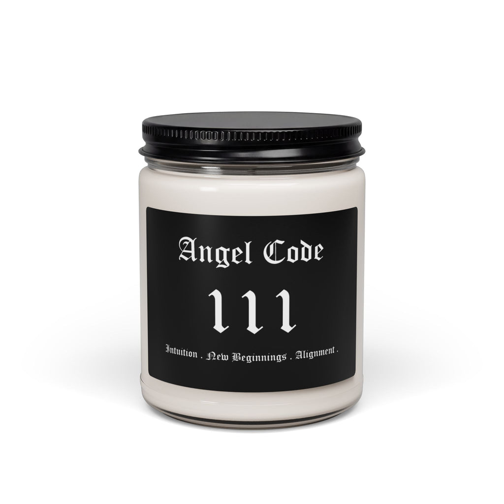 Angel Code 111 Scented Soy Candle 🪽🕯️ 9oz New Beginnings Aromatherapy Candle - Black