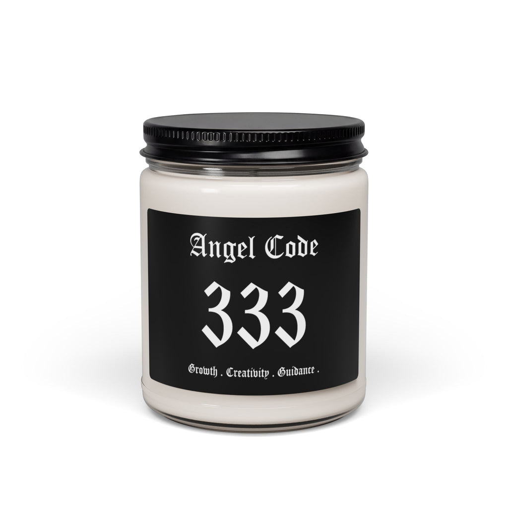 Angel Code 333 Scented Soy Candle 🪽🕯️ 9oz Growth Aromatherapy Candle - Black