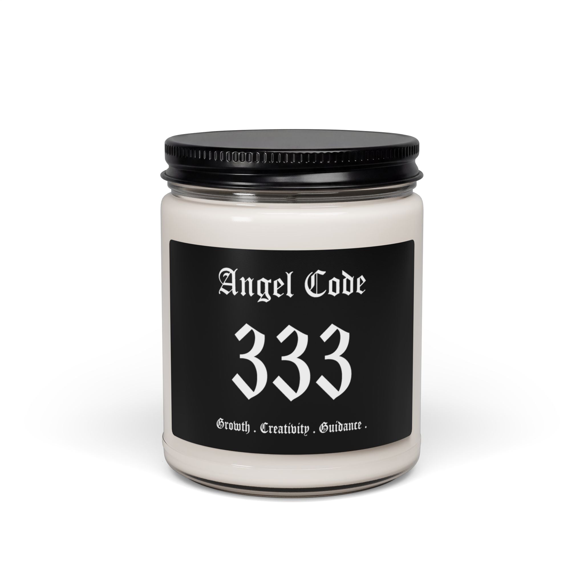 Angel Code 333 Scented Soy Candle 🪽🕯️ 9oz Growth Aromatherapy Candle - Black