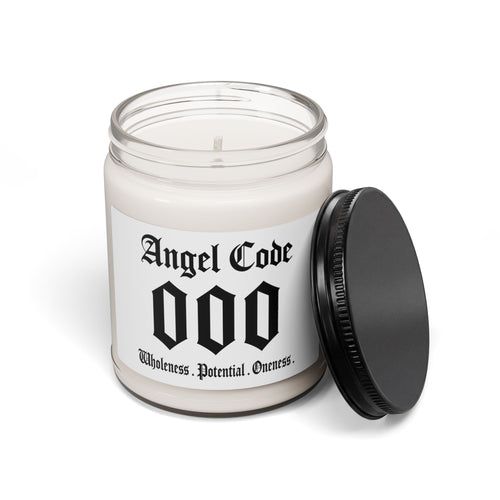 Angel Code 000 Scented Soy Candle 🪽🕯️ 9oz Wholeness Potential Oneness Aromatherapy Candle - White