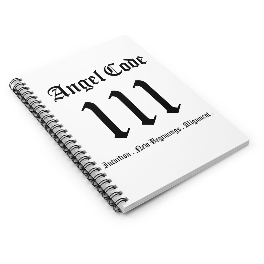 Angel Code 111 Spiral Notebook 🪽📓 Intuition & New Beginnings Ruled Journal - White