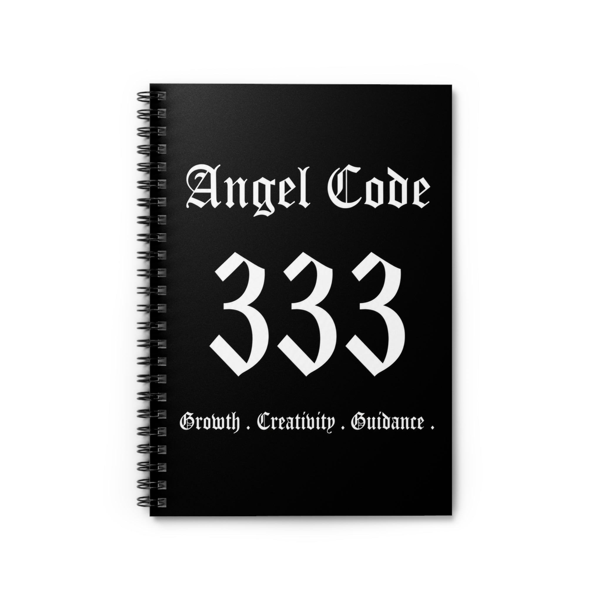 Angel Code 333 Spiral Notebook — Guided Growth & Creativity Ruled Journal (Black)