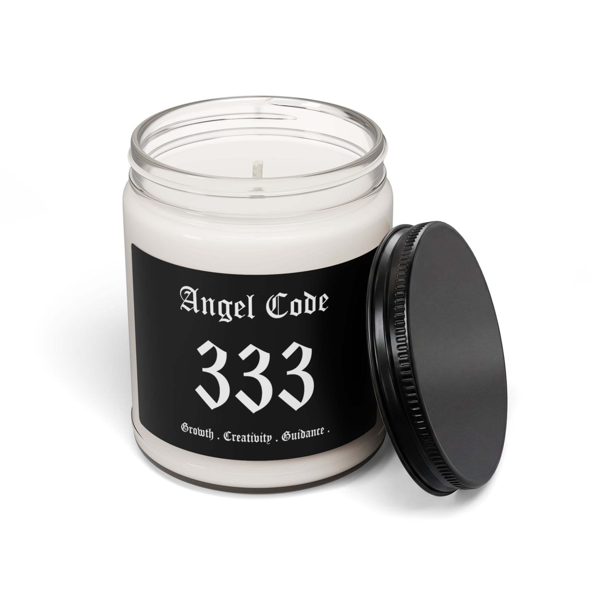 Angel Code 333 Scented Soy Candle 🪽🕯️ 9oz Growth Aromatherapy Candle - Black
