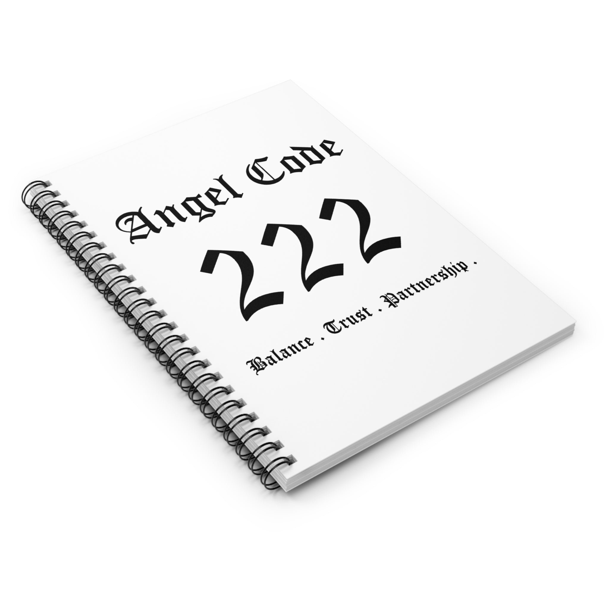 Angel Code 222 Spiral Notebook — Ruled Journal for Balance, Trust & Partnership - White