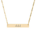 444 Angel Number Horizontal Bar Necklace 🪽✨ Stability Protection Consistency Engraved Gold Necklace
