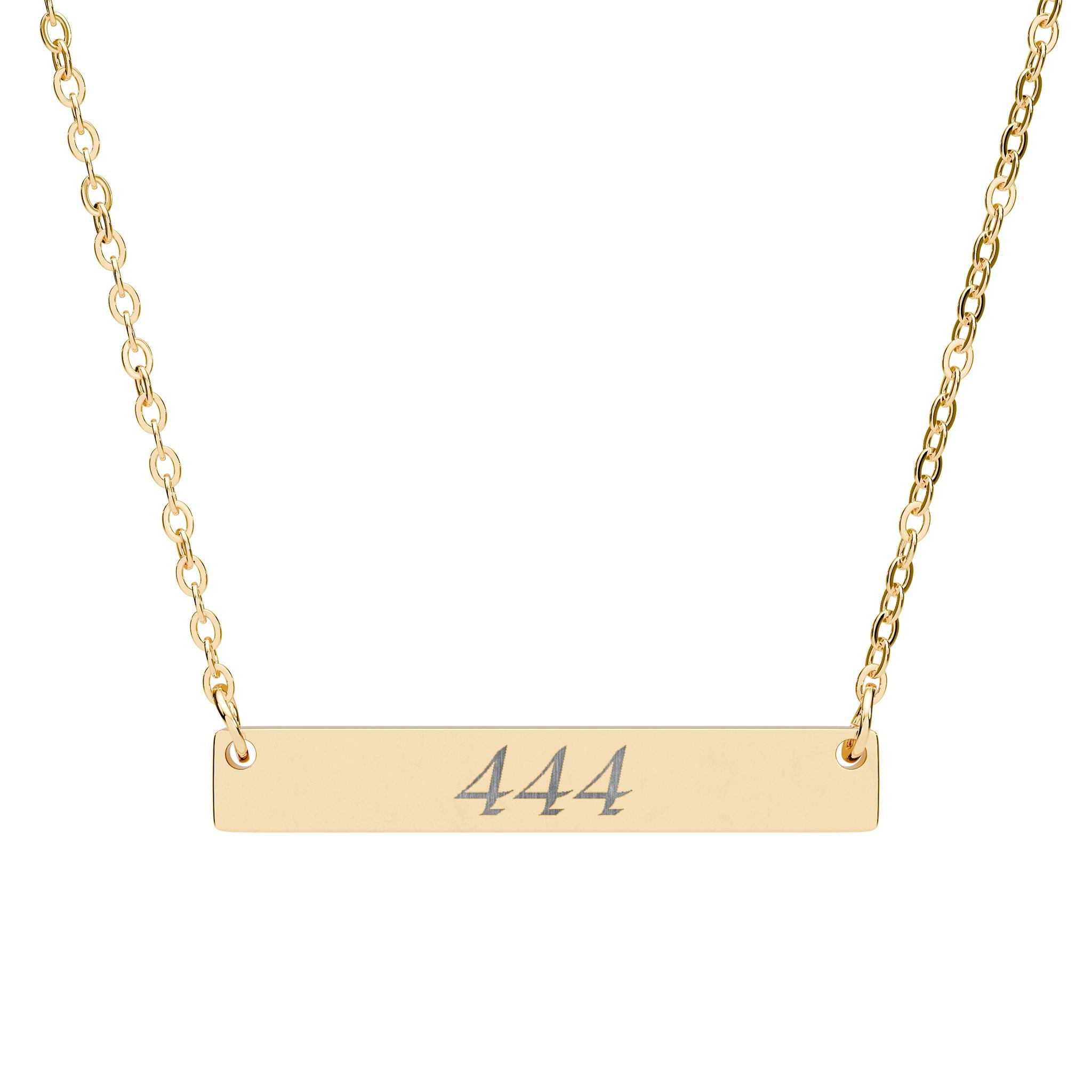 444 Angel Number Horizontal Bar Necklace 🪽✨ Stability Protection Consistency Engraved Gold Necklace