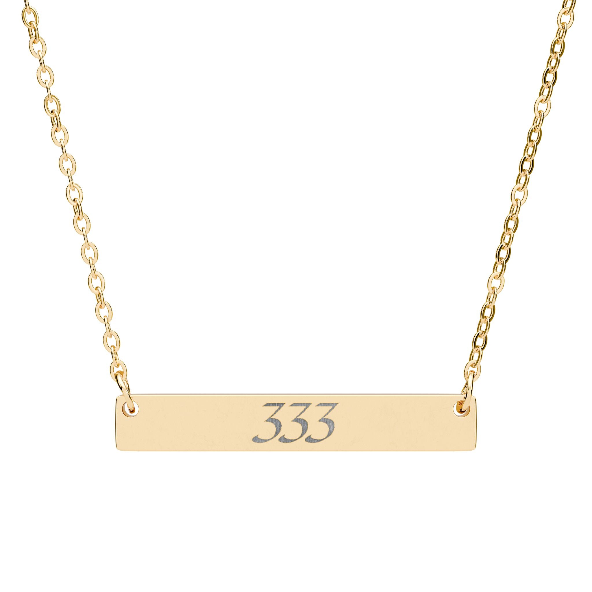 333 Angel Number Horizontal Bar Necklace 🪽✨ Growth & Creativity Engraved Gold Necklace