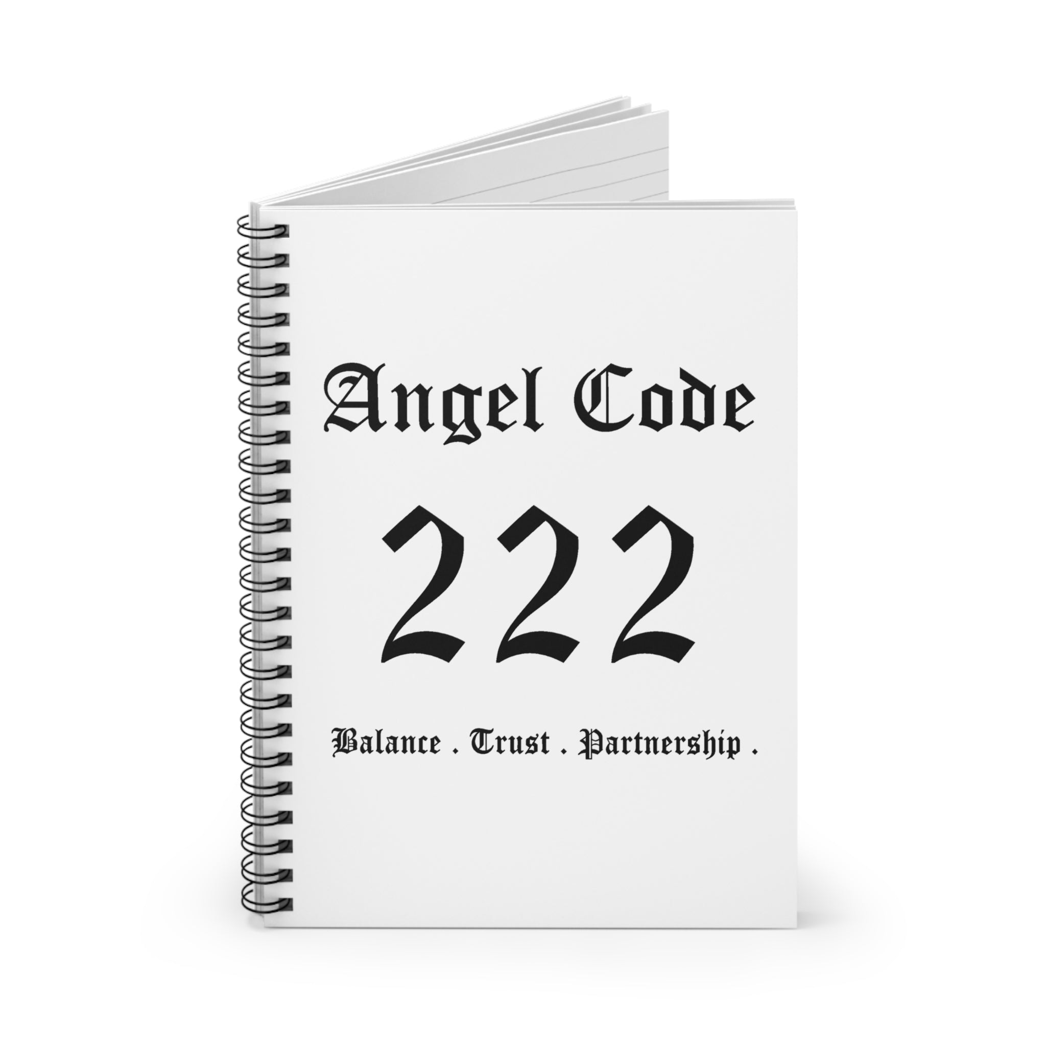 Angel Code 222 Spiral Notebook — Ruled Journal for Balance, Trust & Partnership - White