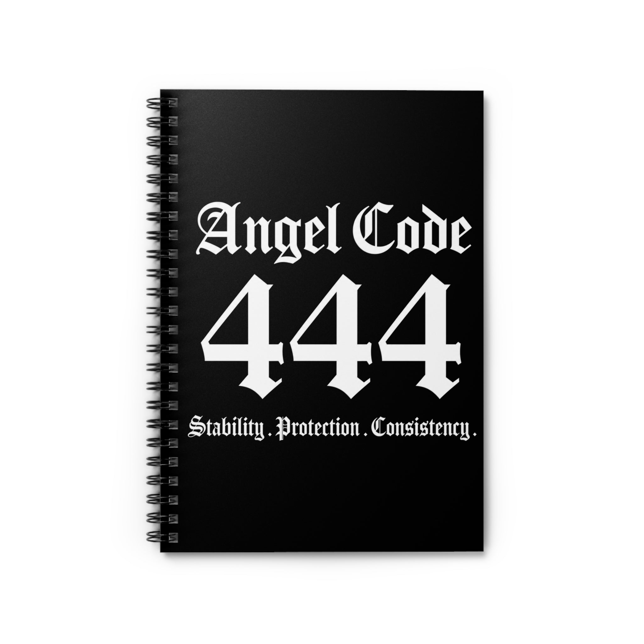 Angel Code 444 Spiral Notebook — Stability Protection Consistency Ruled Journal (Black)