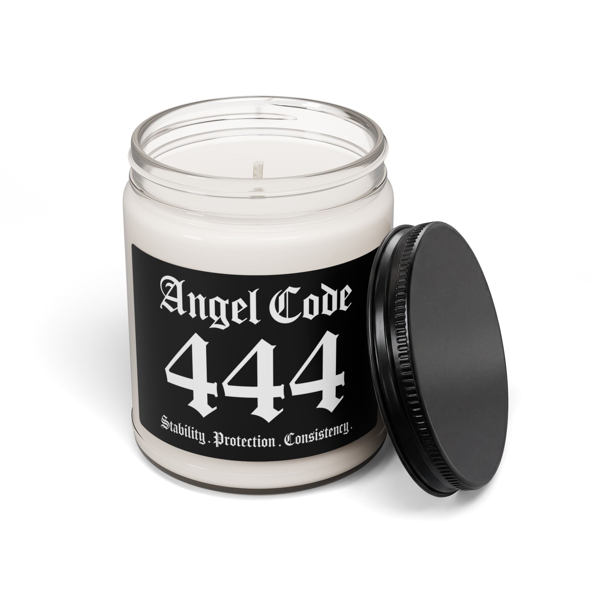 Angel Code 444 Scented Soy Candle 🪽🕯️ 9oz Stability Protection Consistency Aromatherapy Candle - Black