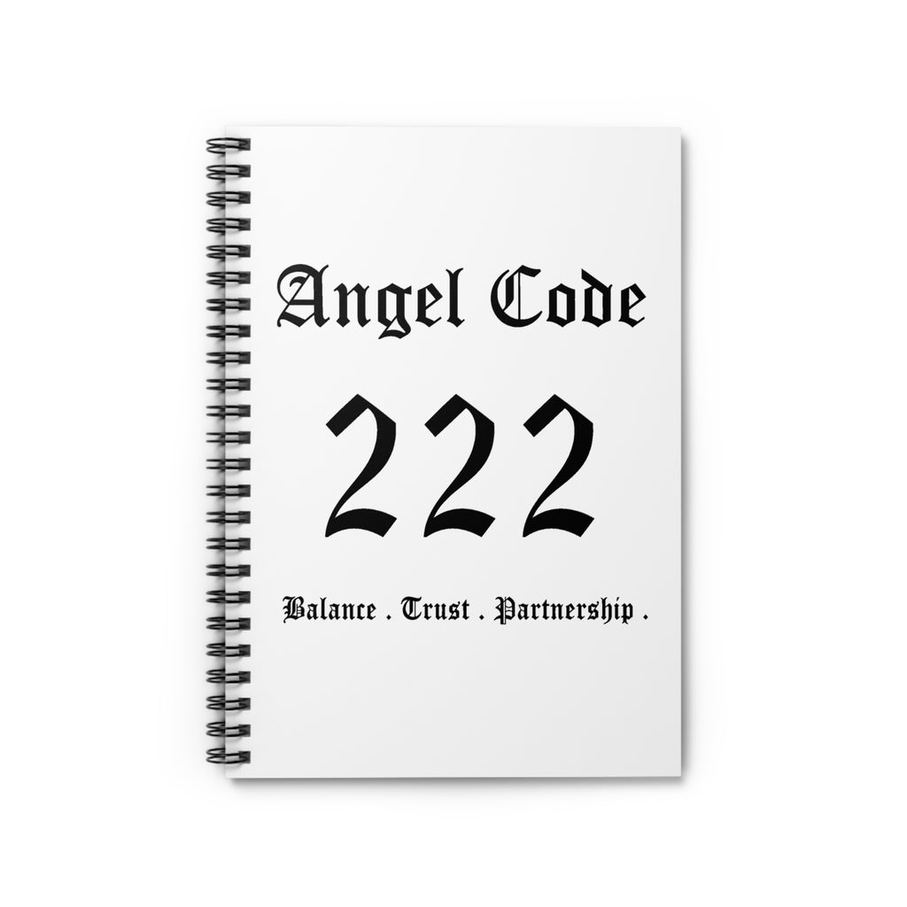 Angel Code 222 Spiral Notebook — Ruled Journal for Balance, Trust & Partnership - White