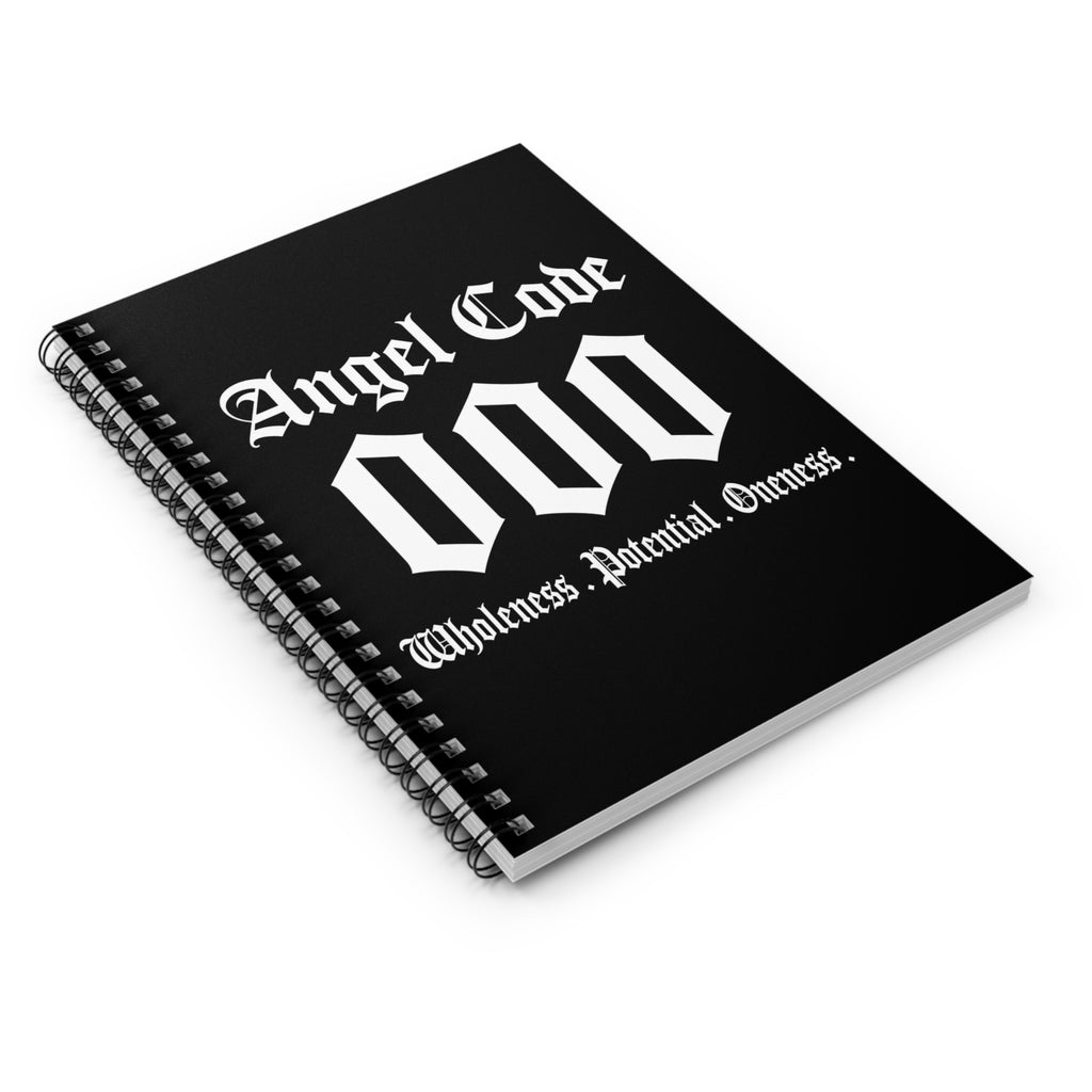 Angel Code 000 Spiral Notebook — Wholeness Potential Oneness Ruled Journal (Black)