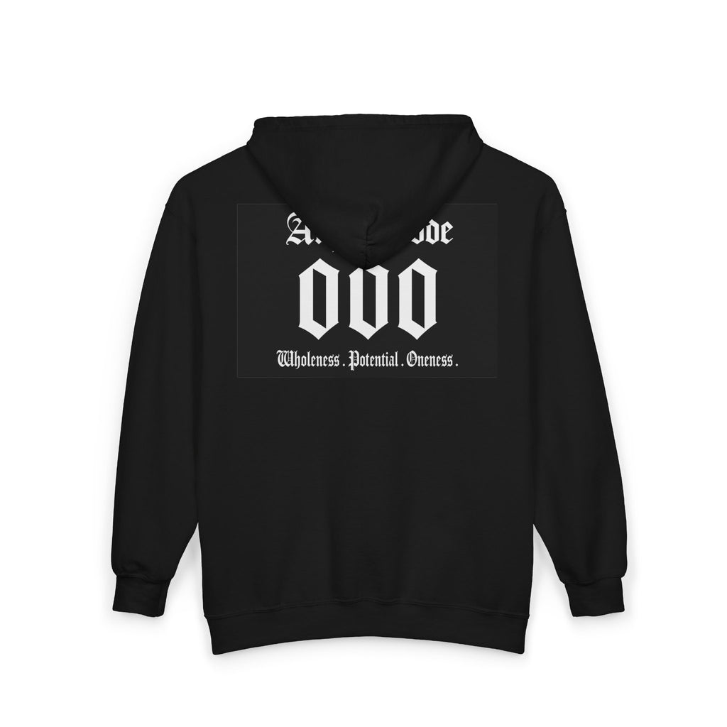 Unisex Manifestation Zip Hoodie 🪽🖤000 'Wholeness Potential Oneness' Black Full-Zip
