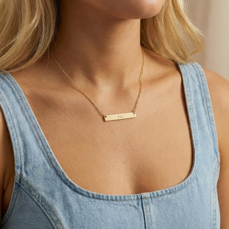 111 Angel Number Horizontal Bar Necklace 🪽✨ New Beginnings Engraved Gold Necklace
