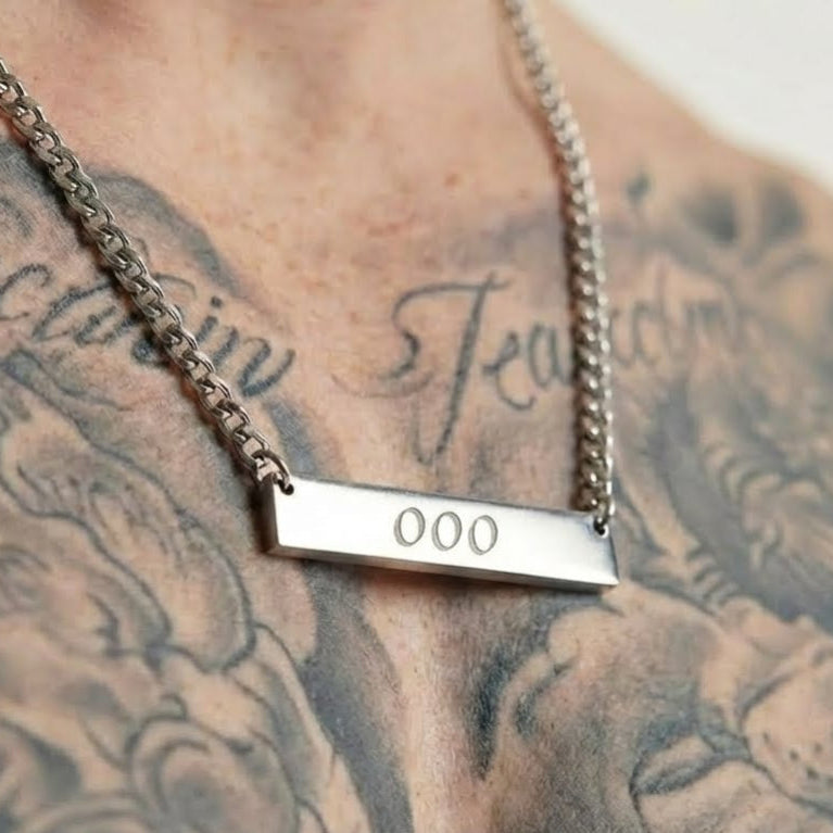 000 Angel Number Horizontal Bar Necklace 🪽✨ Wholeness Potential Oneness Engraved Silver Necklace