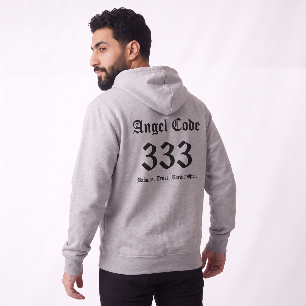 Unisex Manifestation Zip Hoodie 🪽🖤333 'Growth Creativity Guidance' Gray Full-Zip