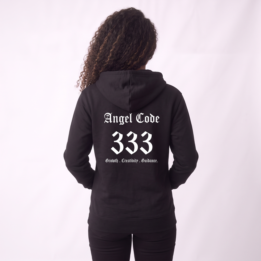 Unisex Manifestation Zip Hoodie 🪽🖤333 'Growth Creativity Guidance' Black Full-Zip