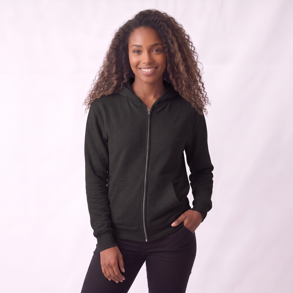 Unisex Manifestation Zip Hoodie 🪽🖤333 'Growth Creativity Guidance' Black Full-Zip