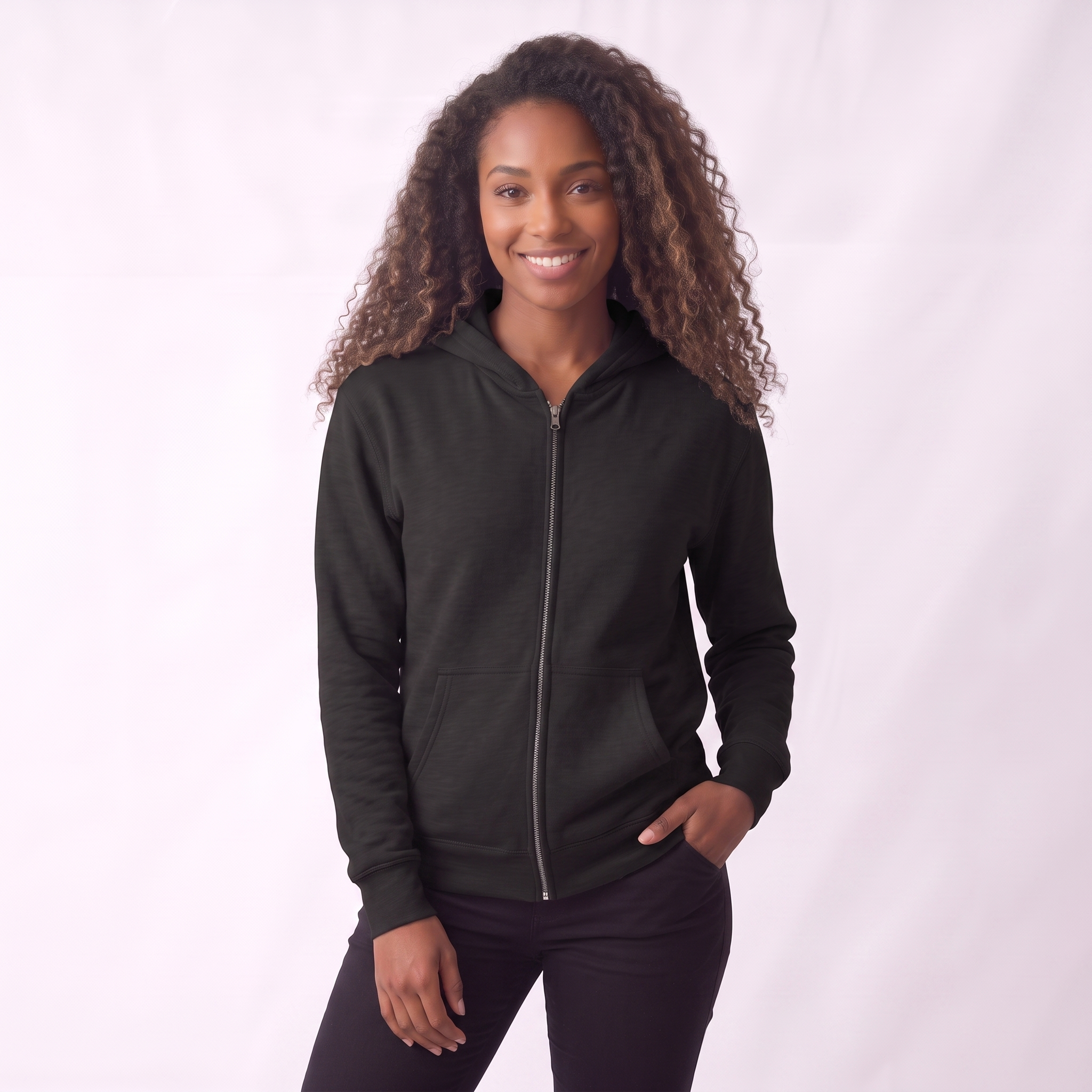Unisex Manifestation Zip Hoodie 🪽🖤333 'Growth Creativity Guidance' Black Full-Zip